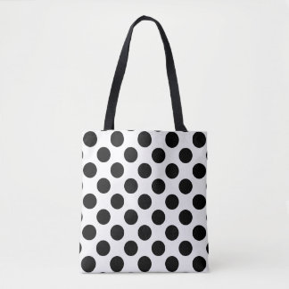 Bolsa Tote Grande teste padrão de bolinhas preto