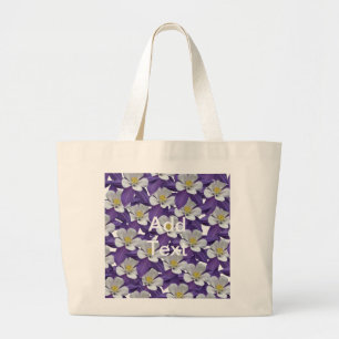 Bolsa Tote Grande Teste padrão de flor aquilégia