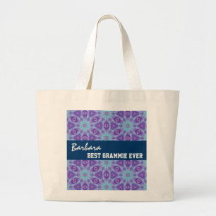 Bolsa Tote Grande Teste padrão floral da melhor turquesa sempre rox