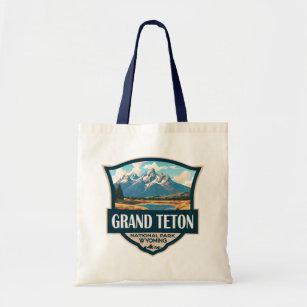 Bolsa Tote Grande Teton National Park Illustration Retro