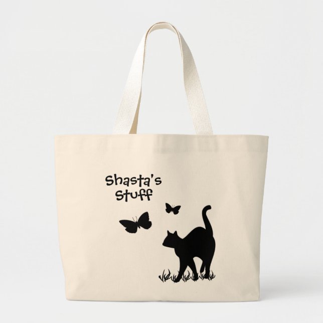 Bolsa Tote Grande Texto da Bag de Carregar 2 Linhas da Cat Personali (Frente)