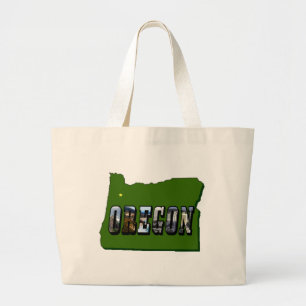 Bolsa Tote Grande Texto da Imagem e do Mapa do Oregon