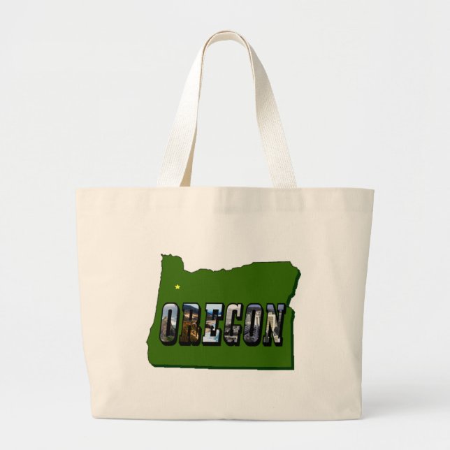 Bolsa Tote Grande Texto da Imagem e do Mapa do Oregon (Frente)