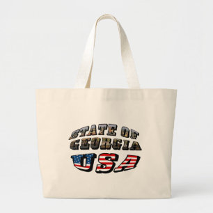 Bolsa Tote Grande Texto de bandeira do Estado da Geórgia e dos EUA
