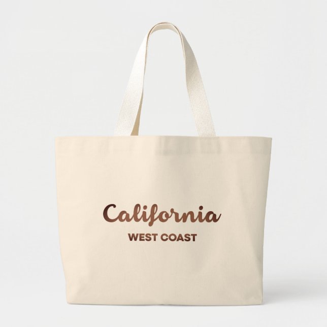 Bolsa Tote Grande Texto de Design na Costa Oeste da Califórnia (Frente)