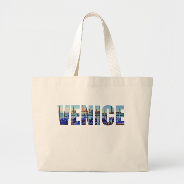 Bolsa Tote Grande Texto de Veneza (Frente)