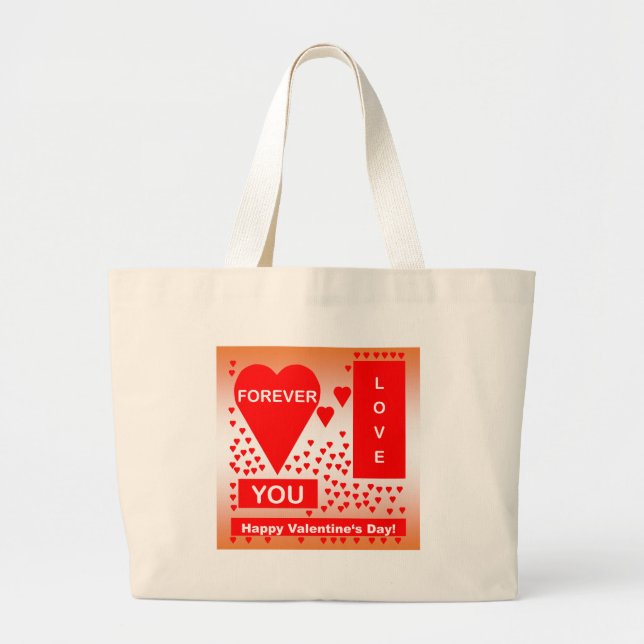 Bolsa Tote Grande Texto do feliz dia de os namorados para sempre ama (Frente)