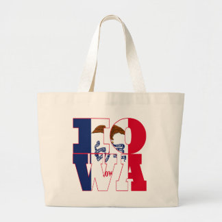 Bolsa Tote Grande Texto do sinalizador do estado de Iowa