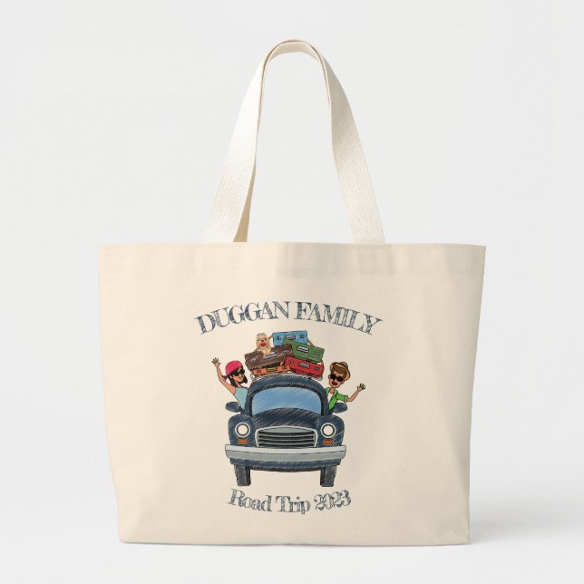 Bolsa Tote Grande Texto Personalizado de Viagem da Família de Estilo (Frente)