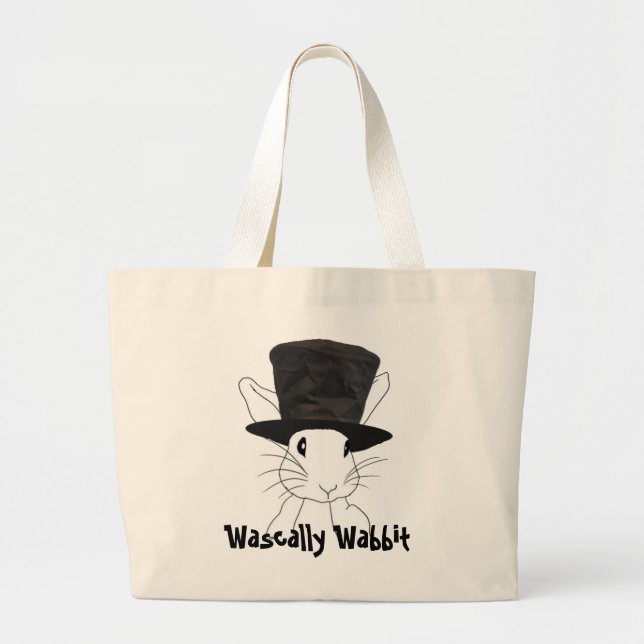 Bolsa Tote Grande Texto Personalizado Wabbit Wascbit Duplo Lado (Frente)