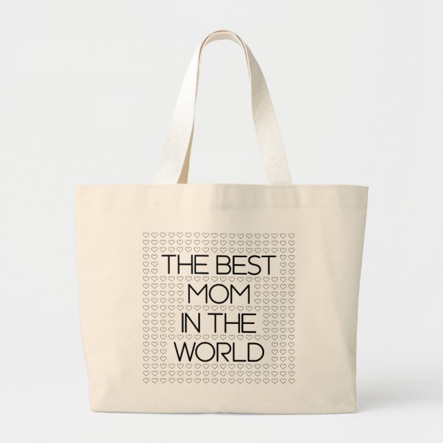 Bolsa Tote Grande The Best Mom In The World Black Typography (Frente)