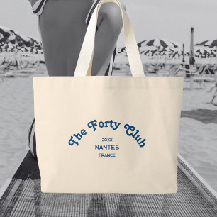 Bolsa Tote Grande The Forty Club Retro Azul Crista Personalizada