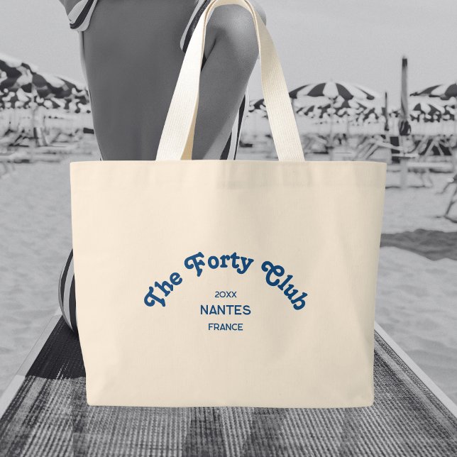 Bolsa Tote Grande The Forty Club Retro Blue Custom Crest (Criador carregado)