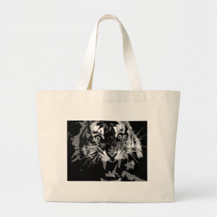 Bolsa Tote Grande Tigre preto & branco rujir