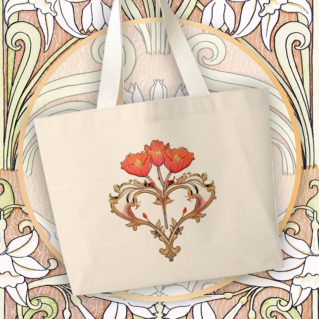 Bolsa Tote Grande Timeless Artistic Art Nouveau Floral (Criador carregado)