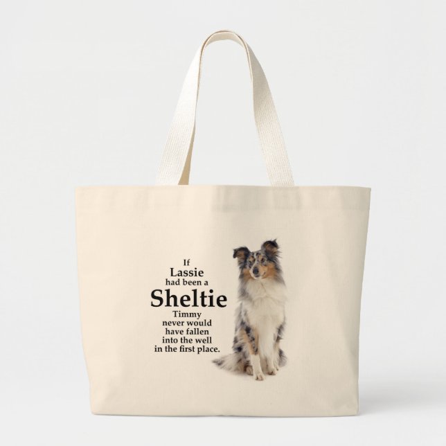 Bolsa Tote Grande Timmy Blue Merle Sheltie Tote Bag (Frente)