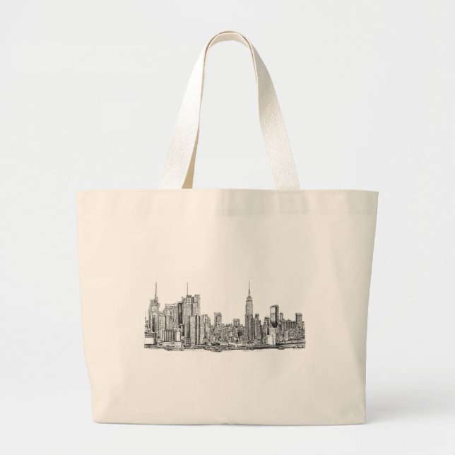 Bolsa Tote Grande Tinta da skyline de New York (Frente)