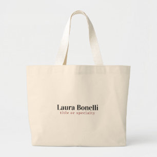 Bolsa Tote Grande Título de Nome Simples Moderno Profissional Minima