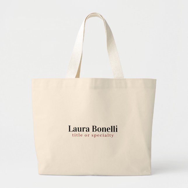 Bolsa Tote Grande Título de Nome Simples Moderno Profissional Minima (Frente)
