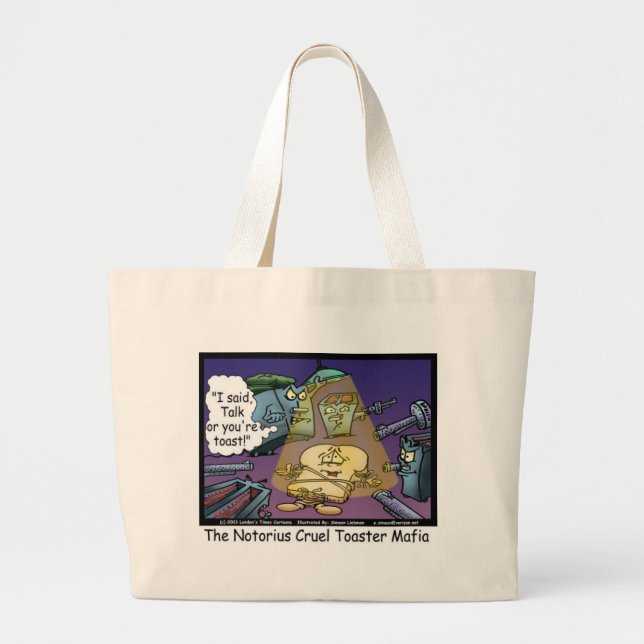 Bolsa Tote Grande Toast Mafia Funny Offbeat Dons & Camisetas (Frente)
