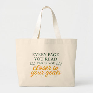 Bolsa Tote Grande Toda Página que Você Lê Citação Motivacional de