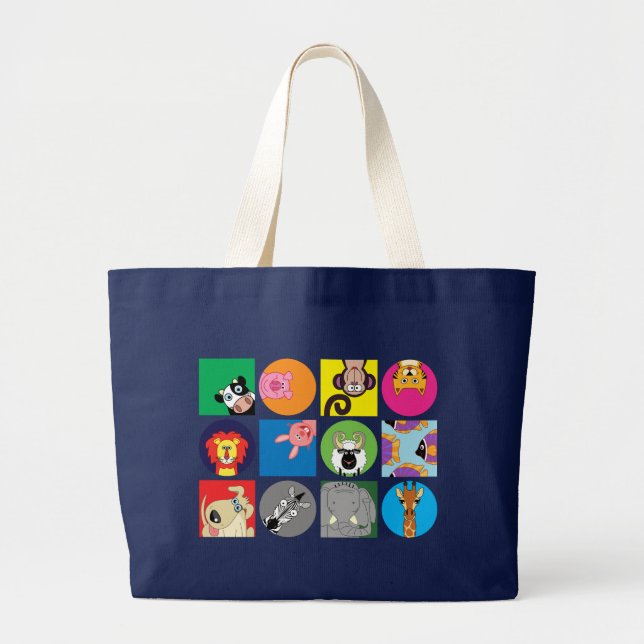 BOLSA TOTE GRANDE TODOS OS ANIMAIS FELIZES (Frente)