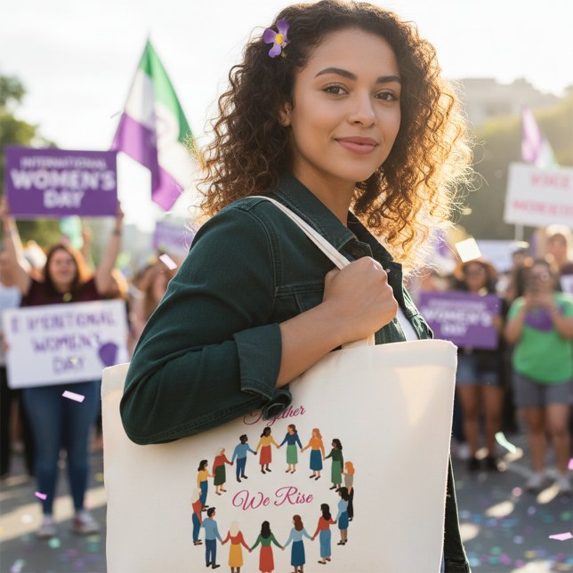 Bolsa Tote Grande Together We Rise International Women’s Day  (Criador carregado)