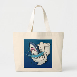 Bolsa Tote Grande Toilet Sharon Blue Cartoon