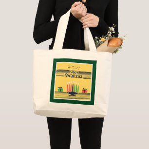 Bolsa Tote Grande Tom tom de SlipperyJoe Kwanzaa caloroso tom celebr