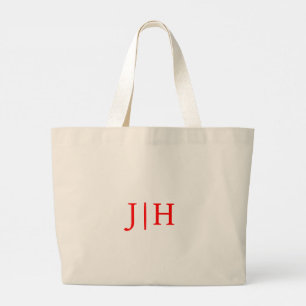 Bolsa Tote Grande Toque de Canvas do Monograma Vermelho Personalizad