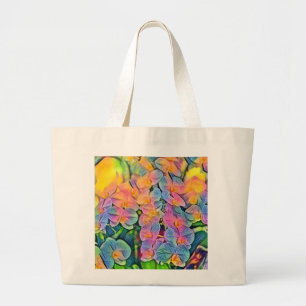 Bolsa Tote Grande Torquídeas multicoloridas pintura aquosa
