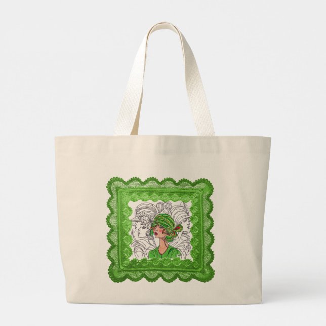 Bolsa Tote Grande Tote Bag Green Flapper Girl (Verso)