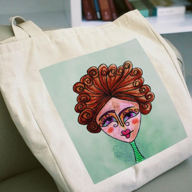 Bolsa Tote Grande Tote Bag - Jumbo (Mulher Whimsical - 01) (Criador carregado)