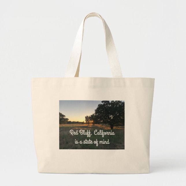 Bolsa Tote Grande Tote Bag Red Bluff California com Imagens Cênicas (Frente)