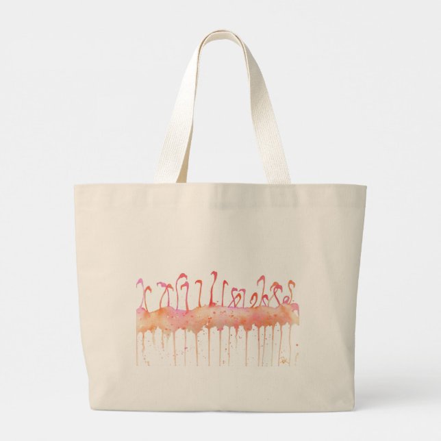 Bolsa Tote Grande Tote com flamingos (Verso)