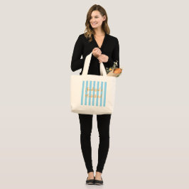 Bolsa Tote Grande Tote Listrado Azul Claro Sunkissed & Unbothered