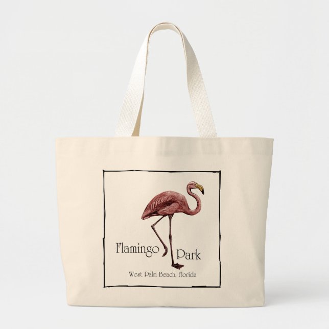 Bolsa Tote Grande Totebag do parque do flamingo (Frente)