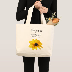 BOLSA TOTE GRANDE TOTEM DE LONA COM FLORAIS AMARELOS PERENES EM FLOR