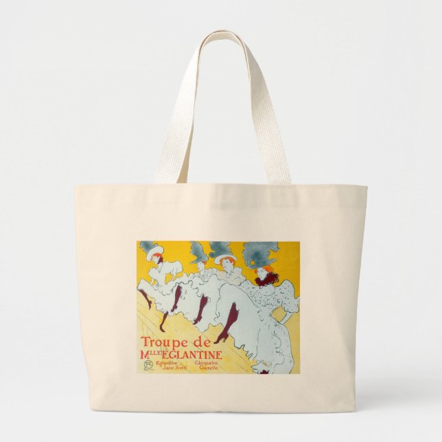 Bolsa Tote Grande Toulouse Lautrec Yellow Dancing Girl Poster (Frente)
