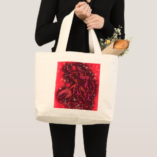 Bolsa Tote Grande Touro Néon Vermelho Magico Correndo - Noite Estre