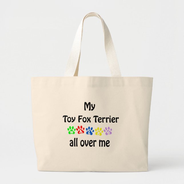 Bolsa Tote Grande Toy Fox Terrier Walks Design (Frente)