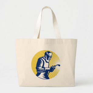 Bolsa Tote Grande trabalhador da soldadura do soldador retro