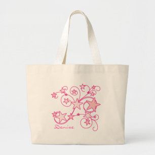 Bolsa Tote Grande Trabalhos cor-de-rosa de Swirly