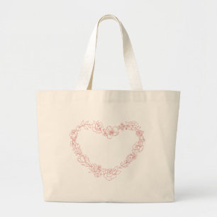 Bolsa Tote Grande Traço do coração Floral Tote Bag