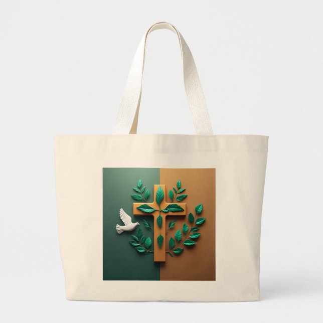 Bolsa Tote Grande Tranquilidade da Folha Sagrada (Frente)
