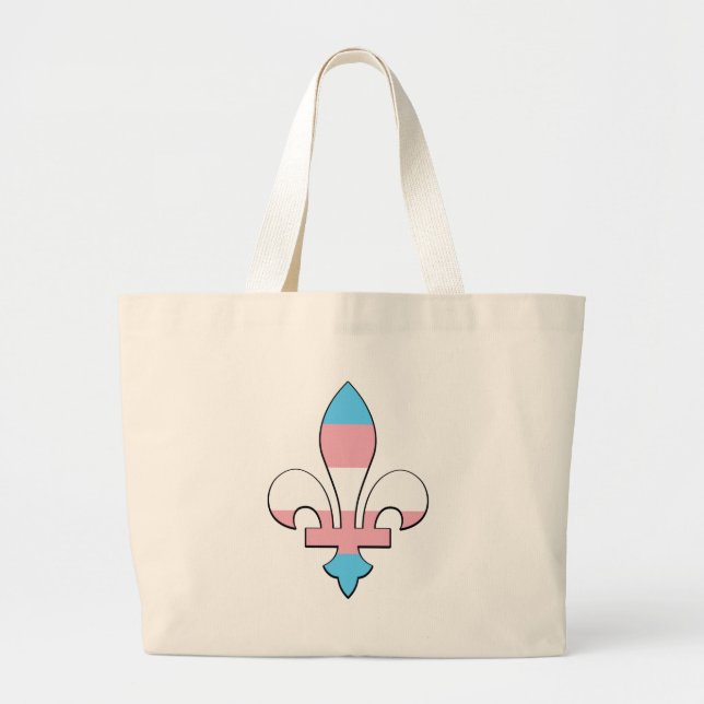 Bolsa Tote Grande Transgender pride fleur-de-lis  (Frente)