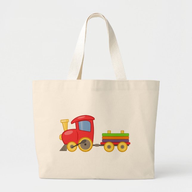 Bolsa Tote Grande Trem dos desenhos animados (Frente)