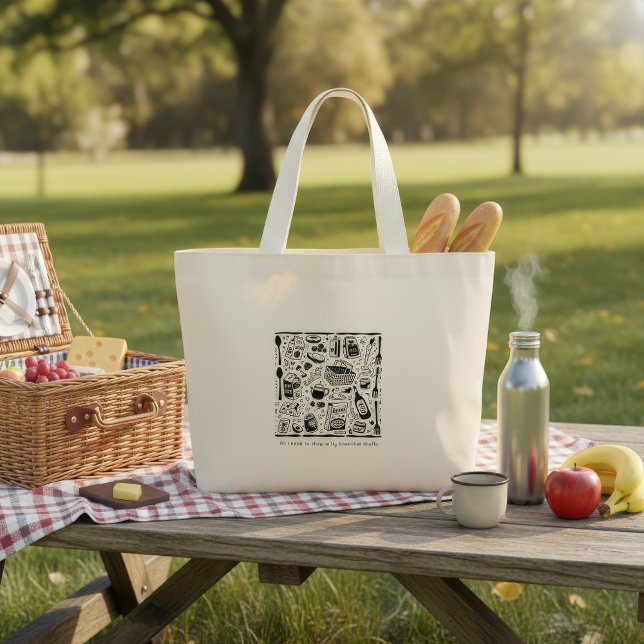 Bolsa Tote Grande  Trendy graphic print black and white tote bag (Criador carregado)