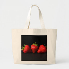 Bolsa Tote Grande Três Morangos Em Preto jtm
