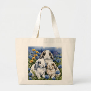 Bolsa Tote Grande Três Pequenos Bunnies De Lop